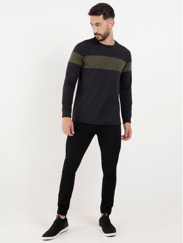 Camiseta Manga Longa Masculina Preto