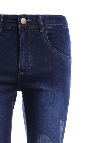 Calça Jeans com Puídos Masculina Azul