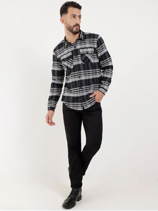 Camisa Manga Longa Flanela Vels Masculina Preto