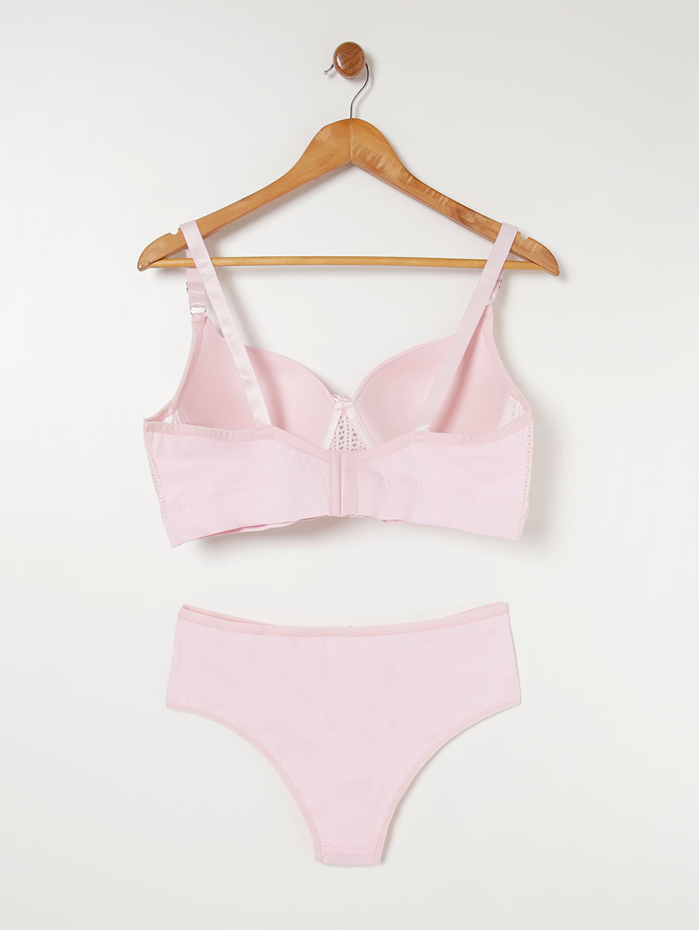 Conjunto de lingerie plus size com corte de renda rosa neon