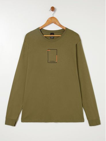 Camiseta Manga Longa Plus Size Masculina Verde