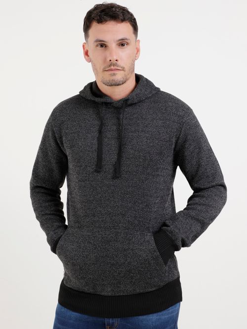 Blusão de Tricot com Capuz Vels Masculino Chumbo