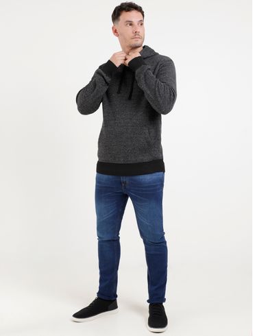 Blusão de Tricot com Capuz Vels Masculino Chumbo