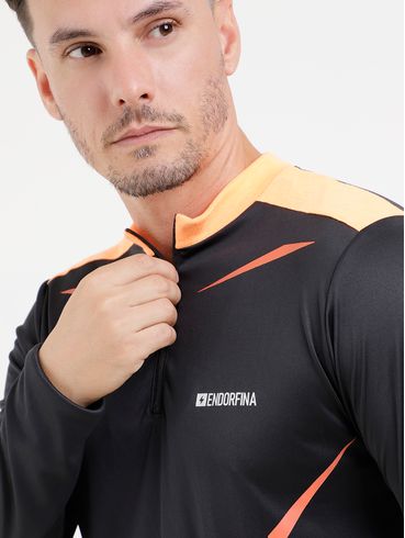 Camiseta Dry Fit UV50+ Masculina Preto/Laranja