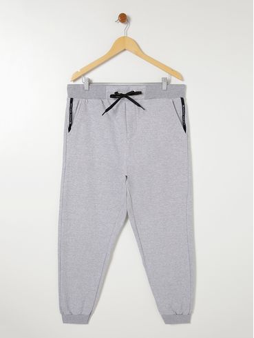 Calça Jogger Moletom Plus Size Masculina Cinza