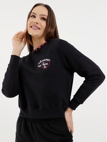 Moletom Cropped Autentique Feminino Preto