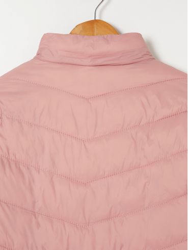 Jaqueta Puffer com Capuz Juvenil Para Menina - Rose