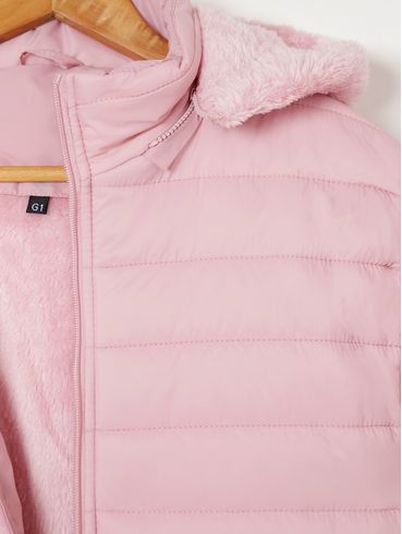 Jaqueta Puffer com Capuz Plus Size Feminina Rose