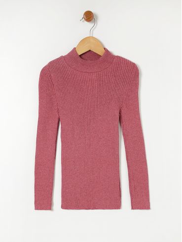 Blusa de Tricot Básica Juvenil Para Menina - Rosa