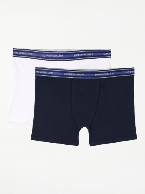 Kit com 02 Cuecas Boxer Lupo Masculinas Mescla/ Branco/Azul Marinho