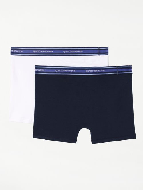 Kit com 02 Cuecas Boxer Lupo Masculinas Mescla/ Branco/Azul Marinho