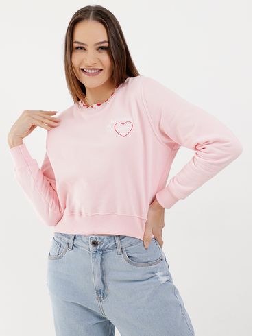 Moletom Cropped Autentique Feminino Rosa
