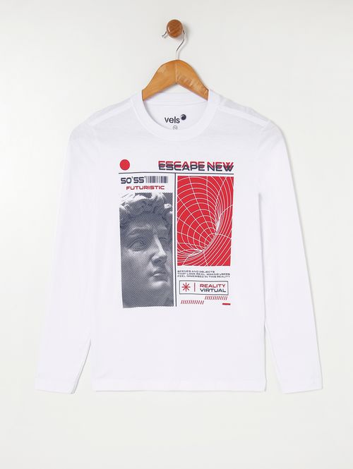 Camiseta Manga Longa Vels Juvenil Para Menino - Branco