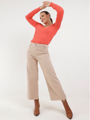 Suéter de Tricot Feminino Coral