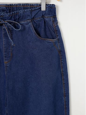 Calça Jogger Jeans Plus Size Feminina Azul