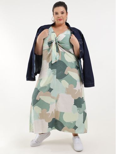 Vestido Midi Plus Size Feminino Verde
