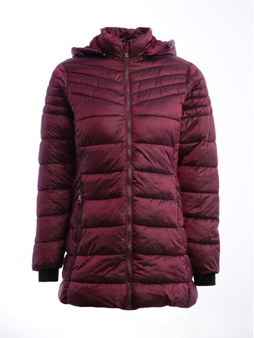 Jaqueta Puffer Alongada Feminina Bordô