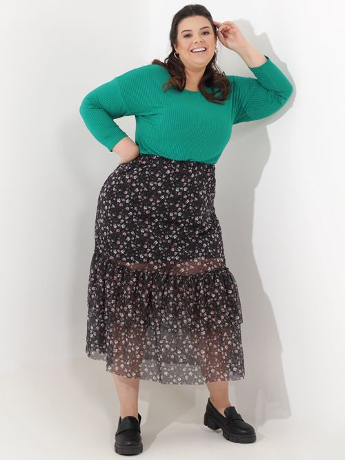 Blusa Manga 3/4 Autentique Plus Size Feminina Verde