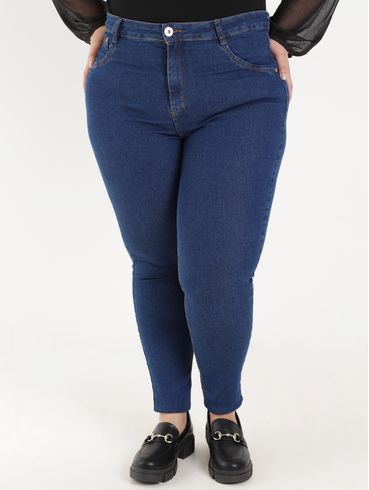 Calça Jeans Cigarrete Pisom Plus Size Feminina Azul