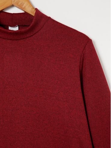 Blusa de Tricot Gola Alta Plus Size Feminina Vinho