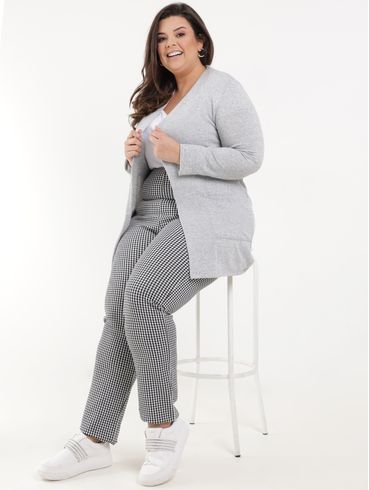 Cardigan Autentique Plus Size Feminino Cinza
