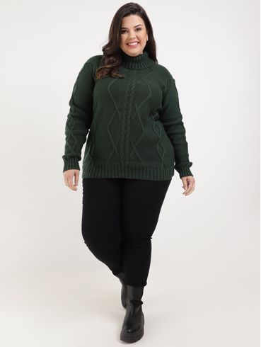 Blusa de Tricot Plus Size Feminina Verde