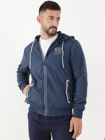 Jaqueta com Capuz Masculina Azul Marinho