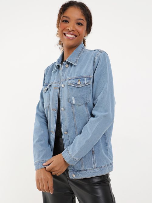 Jaqueta Jeans Autentique Feminina Azul