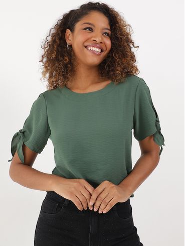 Blusa Manga Curta Feminina Verde