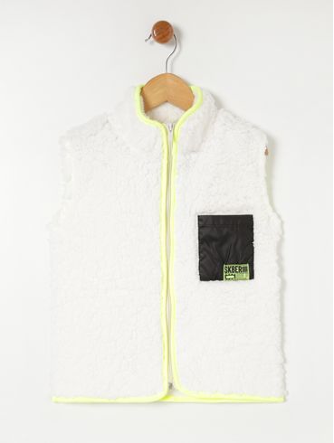 Colete com Pelinhos Infantil Para Menino - Off white