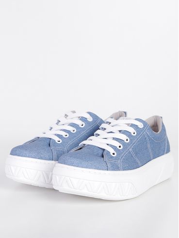 Tênis Casual Flatform Jeans Via Marte Feminino Azul Marinho
