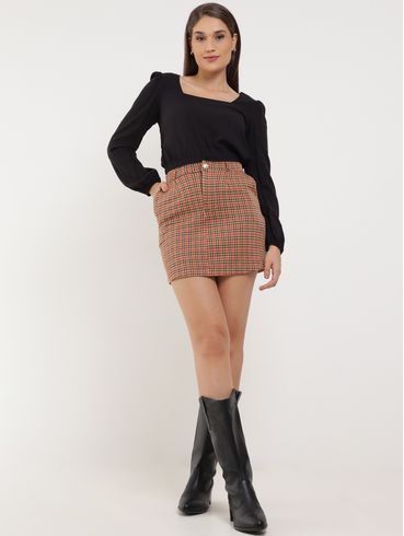 Blusa Cropped Manga Longa Feminina Preto