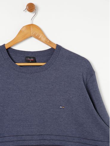 Suéter de Tricot Plus Size Masculino Azul