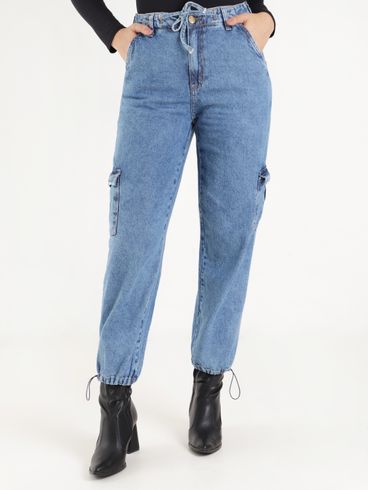 Calça Jeans Jogger Feminina Azul