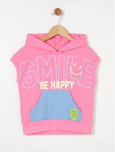 Colete com Capuz Infantil Para Menina - Rosa