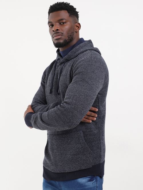 Blusão de Tricot com Capuz Vels Masculino Azul