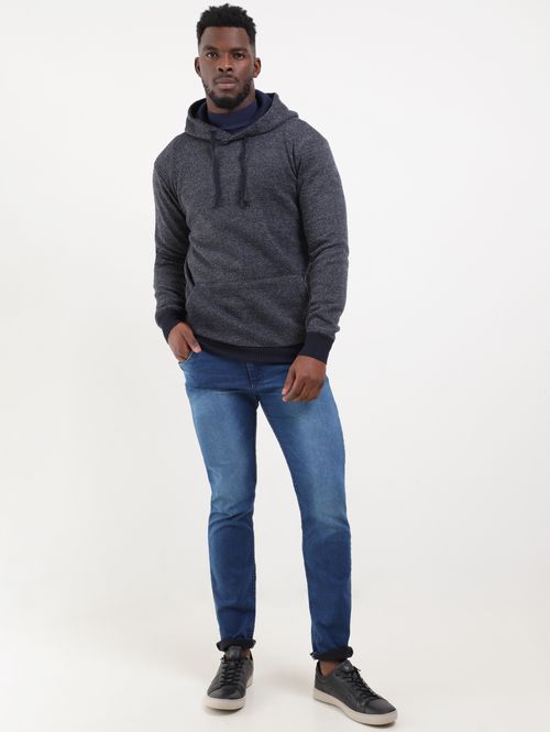 Blusão de Tricot com Capuz Vels Masculino Azul