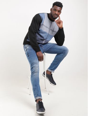 Suéter de Tricot Vilejack Masculino Azul