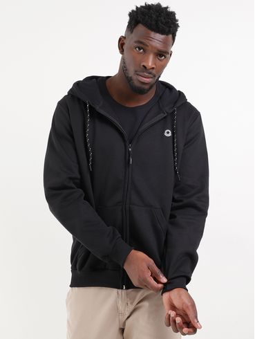 Jaqueta Moletom com Capuz Masculina Preto