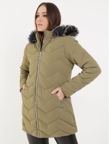 Jaqueta Puffer com Capuz Autentique Feminina Verde