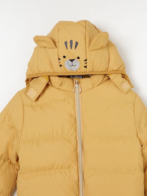 Jaqueta Puffer com Capuz Infantil Para Menino - Amarelo