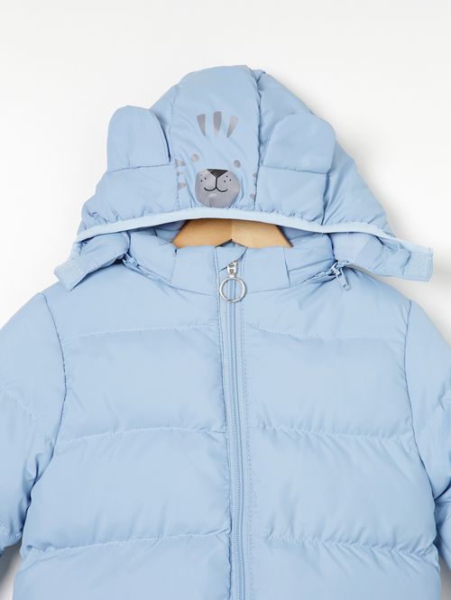 Jaqueta Puffer com Capuz Infantil Para Menino - Azul