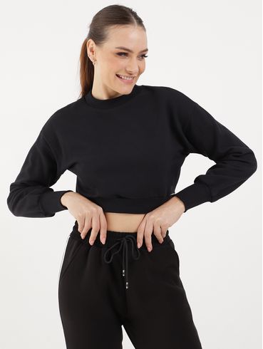 Moletom Cropped Autentique Feminino Preto