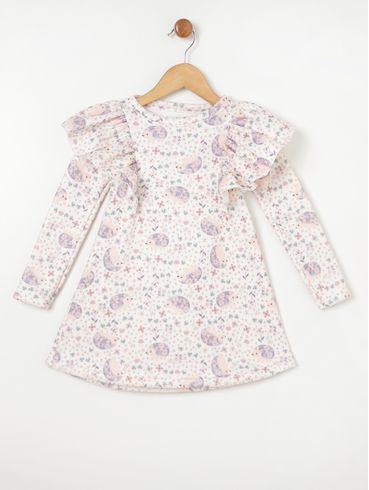 Vestido Estampado Flik Infantil Para Menina - Lilás
