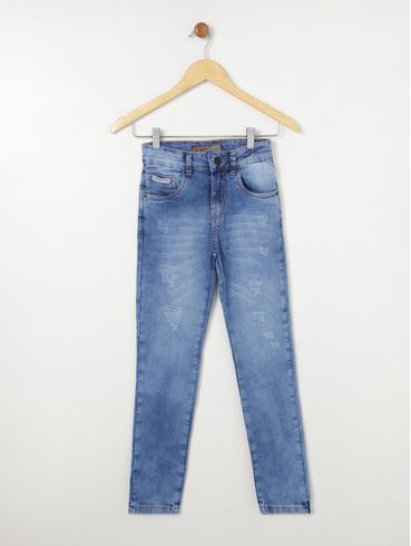 Calça Jeans Slim Juvenil Para Menino - Azul