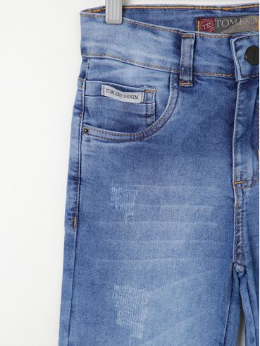 Calça Jeans Slim Juvenil Para Menino - Azul