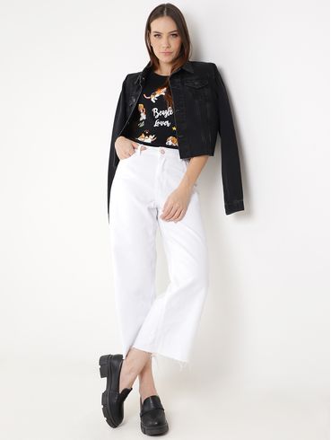 Blusa Manga Curta Feminina Preto