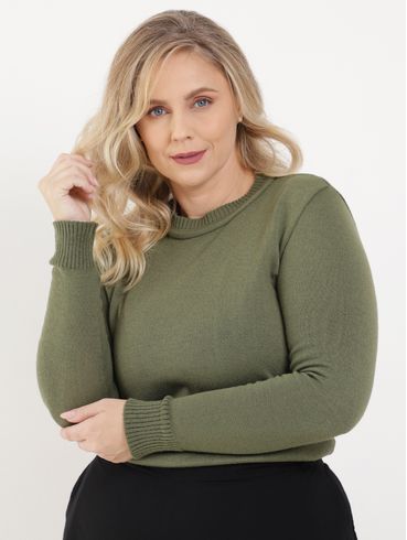 Blusa de Tricot Plus Size Feminino Verde