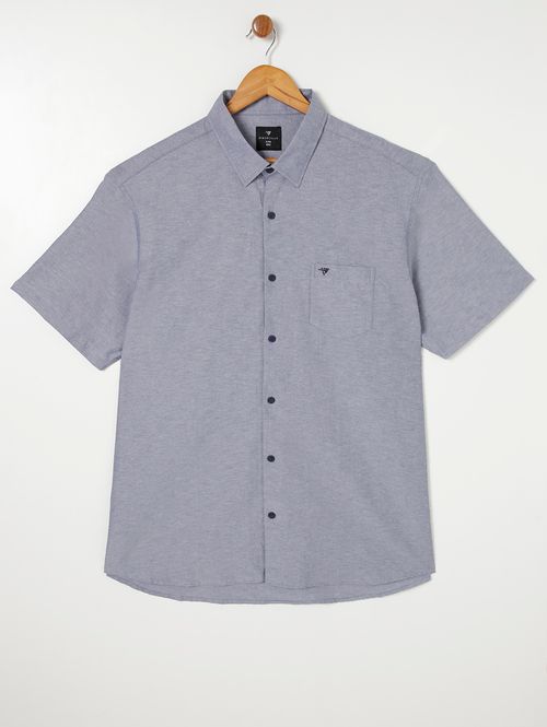 Camisa Manga Curta Plus Size Masculina Cinza