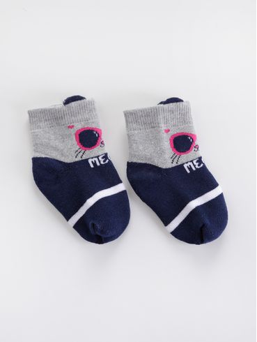 Meia Infantil Para Bebê- Cinza